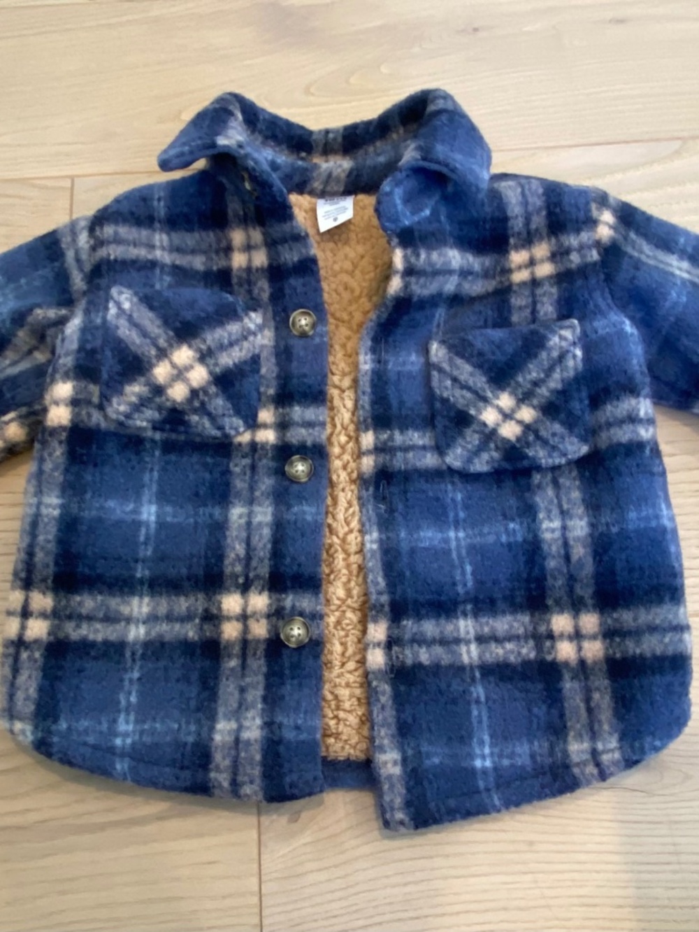 Carter's Baby Plaid Sherpa-Lined Jacket Size 18M Navy Blue